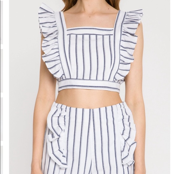 Striped Two Piece Set W/ Ruffle - Picture 3 of 5